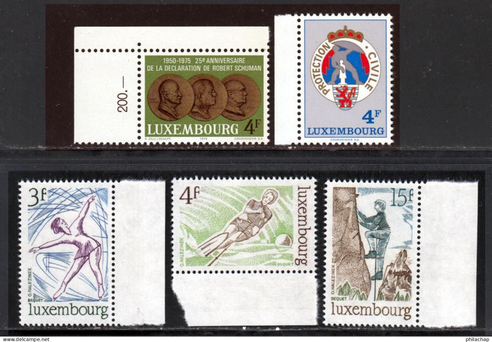 Luxembourg 1975 Yvert 859 / 863 ** TB - Ungebraucht