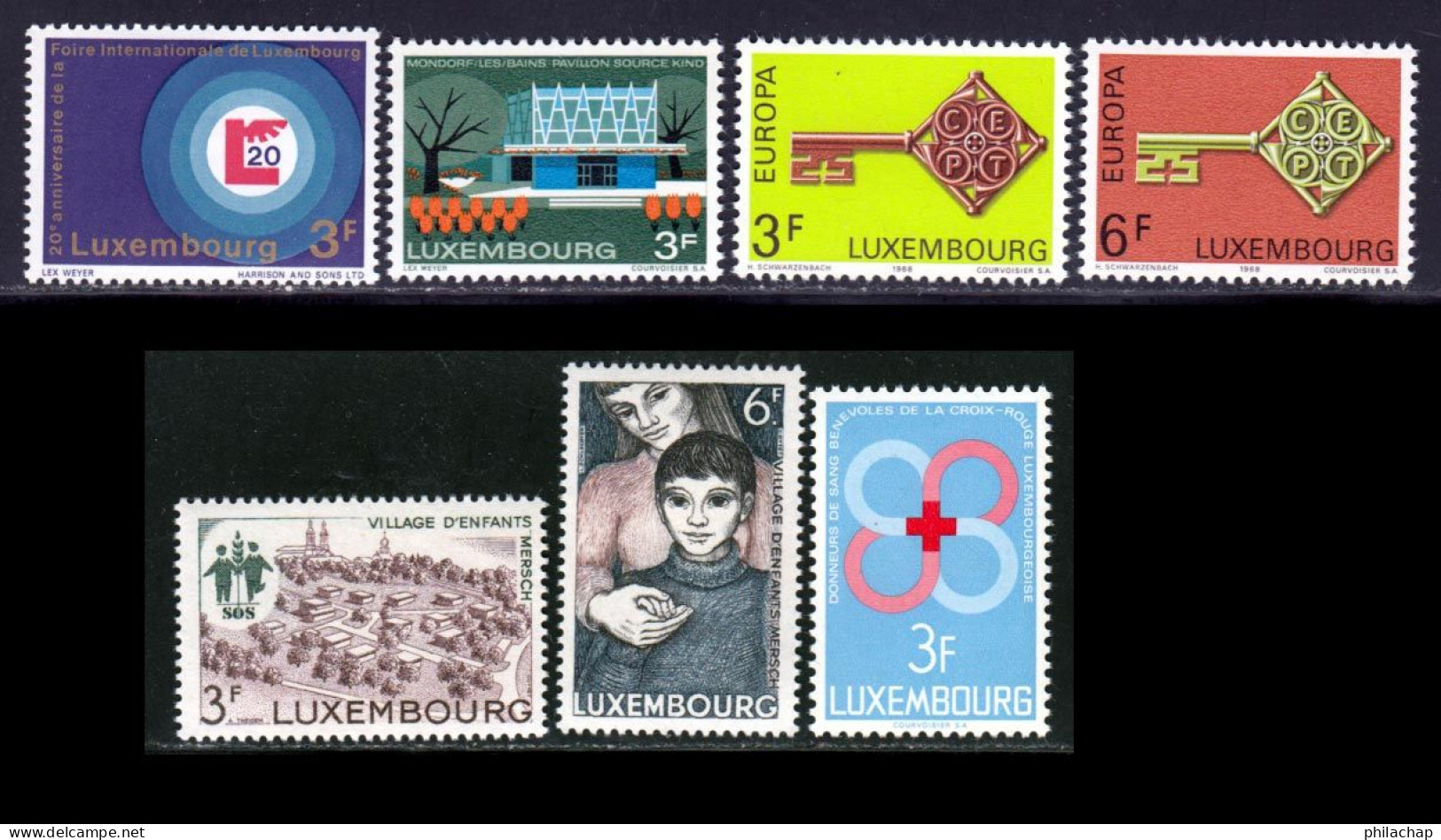 Luxembourg 1968 Yvert 722 / 728 ** TB - Unused Stamps