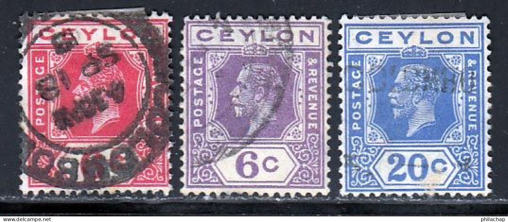 Ceylan 1921 Yvert 207 - 208 - 214 (o) B Oblitere(s) - Ceylan (...-1947)