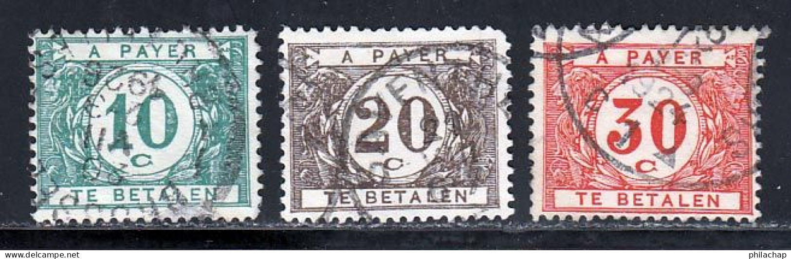 Belgique Taxe 1922 Yvert 33 / 35 (o) B Oblitere(s) - Francobolli