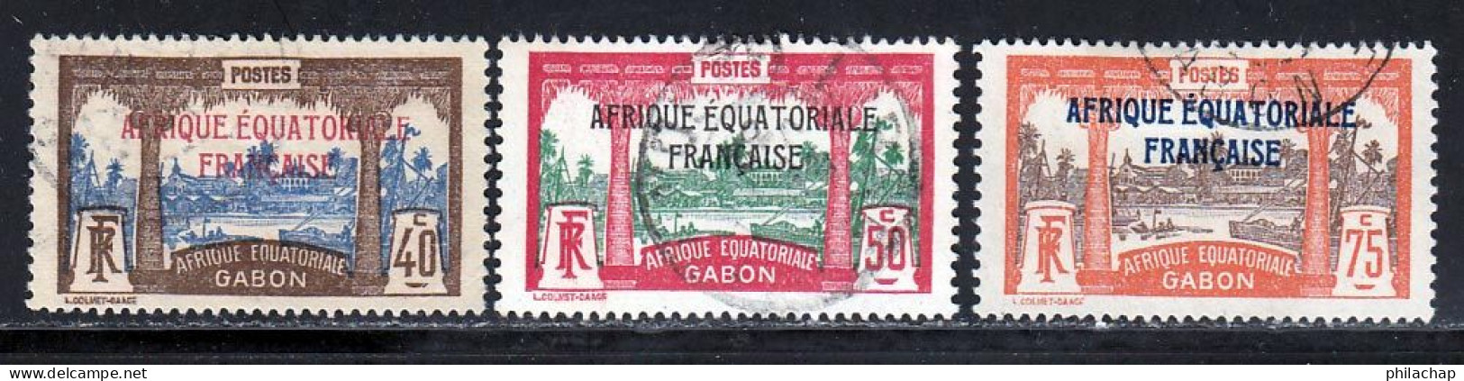 Gabon 1924 Yvert 100 - 103 - 104 (o) B Oblitere(s) - Gebraucht