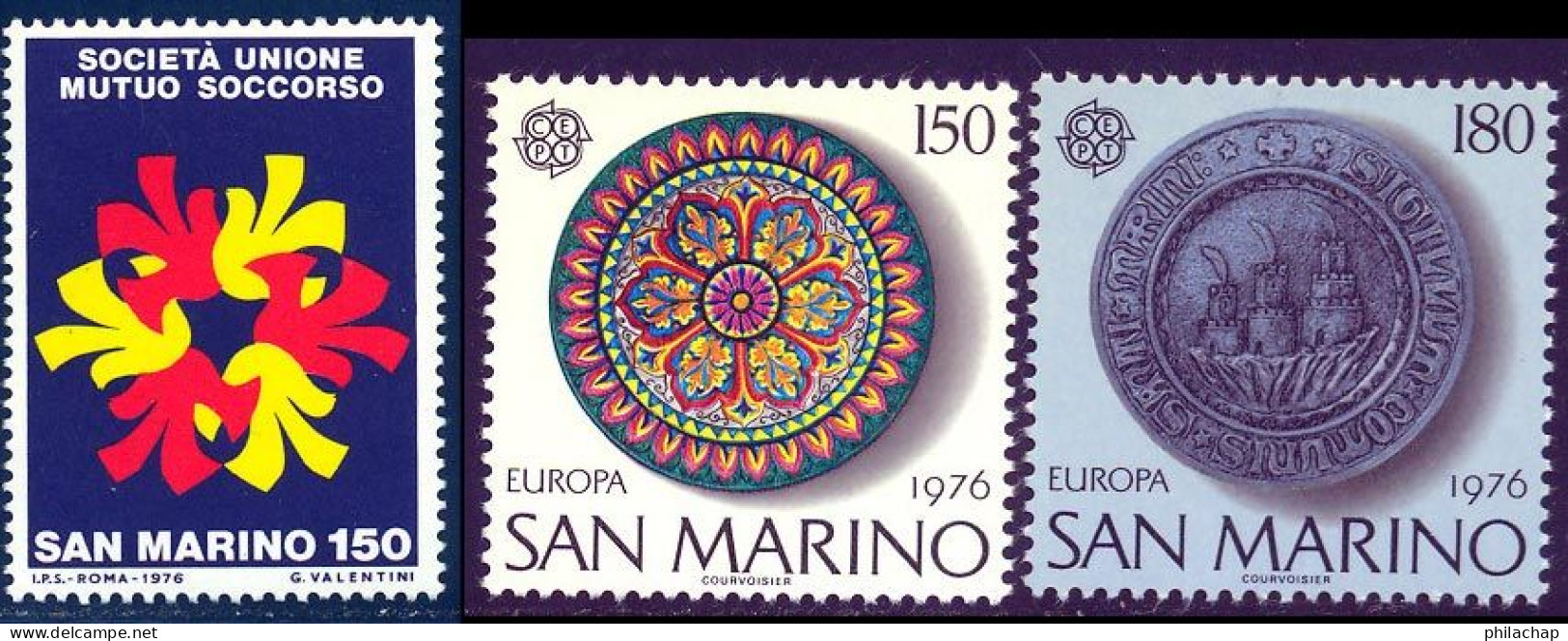 Saint-Marin 1976 Yvert 922 / 924 ** TB Bord De Feuille - Nuevos