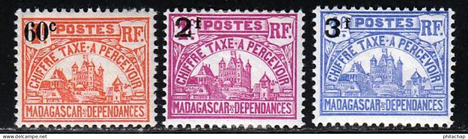 Madagascar Taxe 1924 Yvert 17 / 19 * TB Charniere(s) - Postage Due