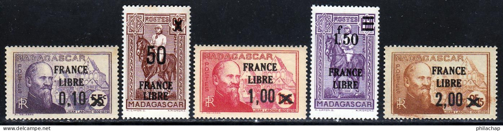 Madagascar 1942 Yvert 256 - 258 - 260 - 261 - 264 ** B - Unused Stamps