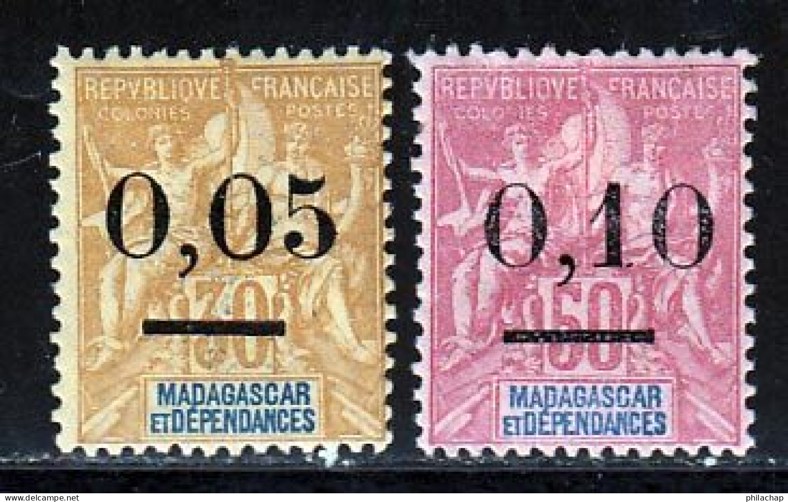 Madagascar 1902 Yvert 52 / 53 * TB Charniere(s) Type 2 - Neufs