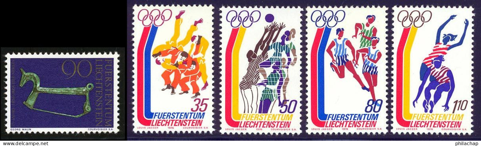 Liechtenstein 1976 Yvert 591 / 595 ** TB Bord De Feuille - Ungebraucht