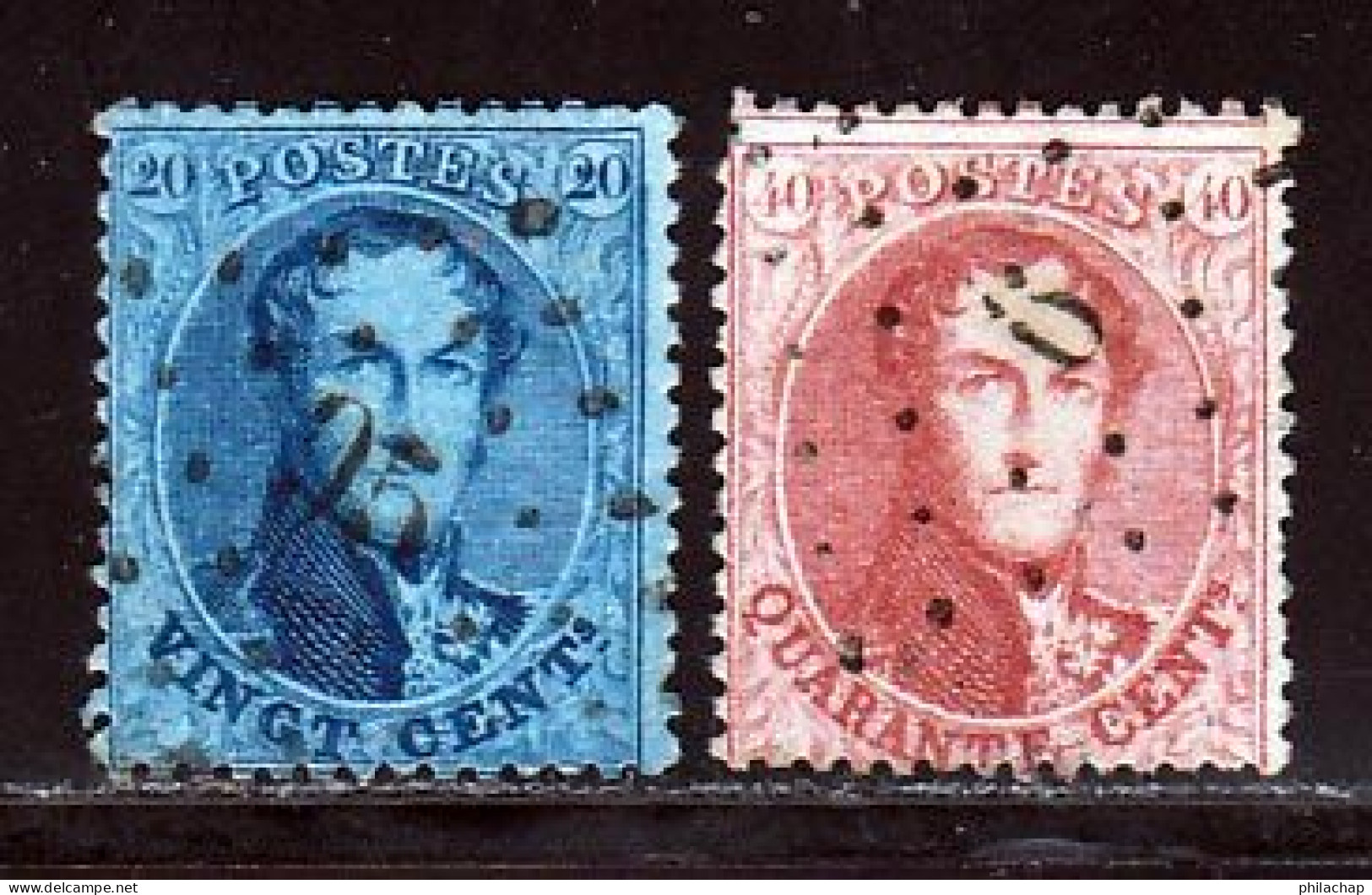 Belgique 1863 Yvert 15B - 16B (o) B Oblitere(s) - 1863-1864 Medaillons (13/16)