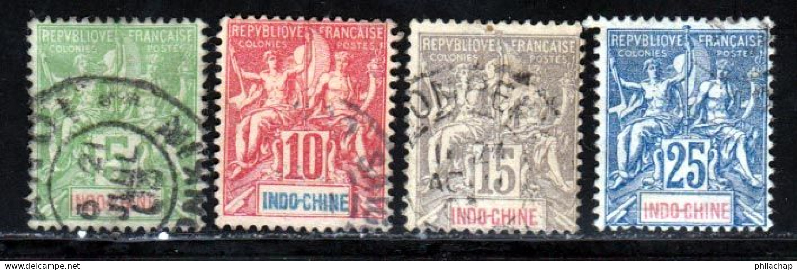 Indochine 1900 Yvert 17 / 20 (o) B Oblitere(s) - Oblitérés