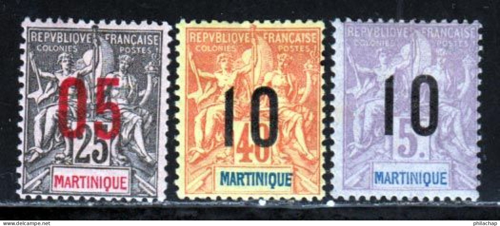 Martinique 1912 Yvert 79 / 81 * TB Charniere(s) - Neufs