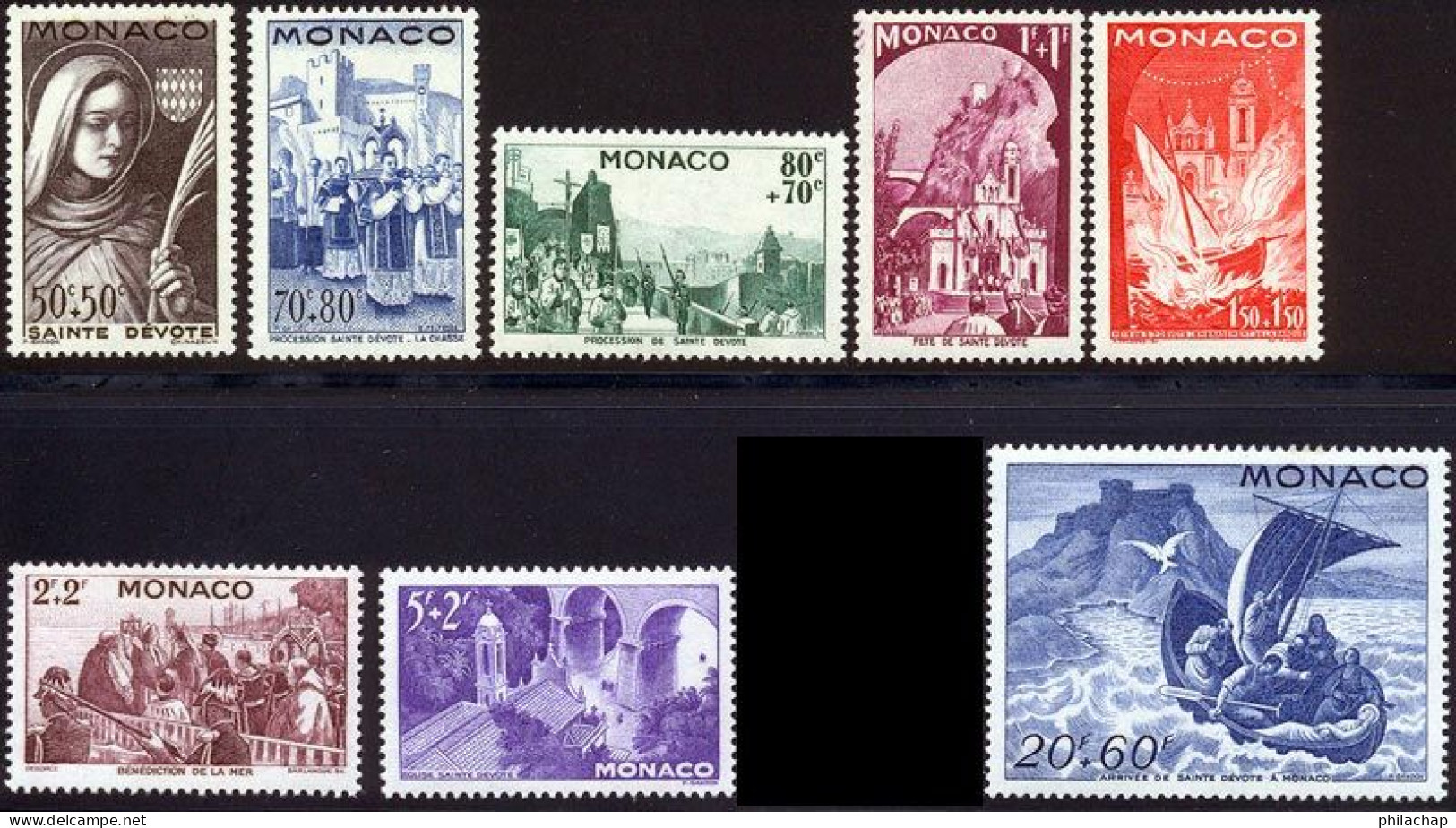 Monaco 1944 Yvert 265 / 271 - 273 ** TB - Nuevos
