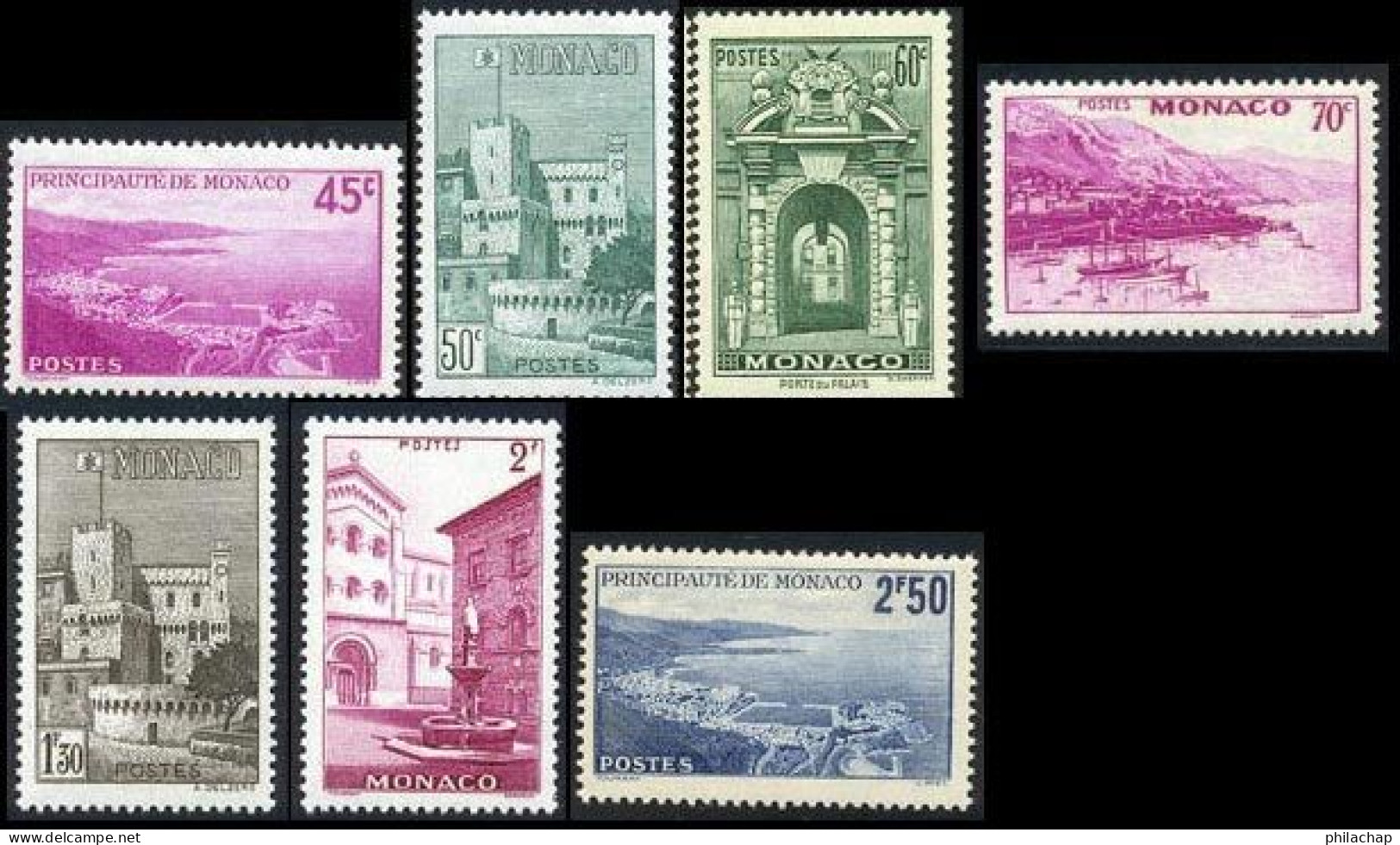 Monaco 1939 Yvert 173-174-175A-175B-177A-178-179A ** TB Bord De Feuille - Ongebruikt