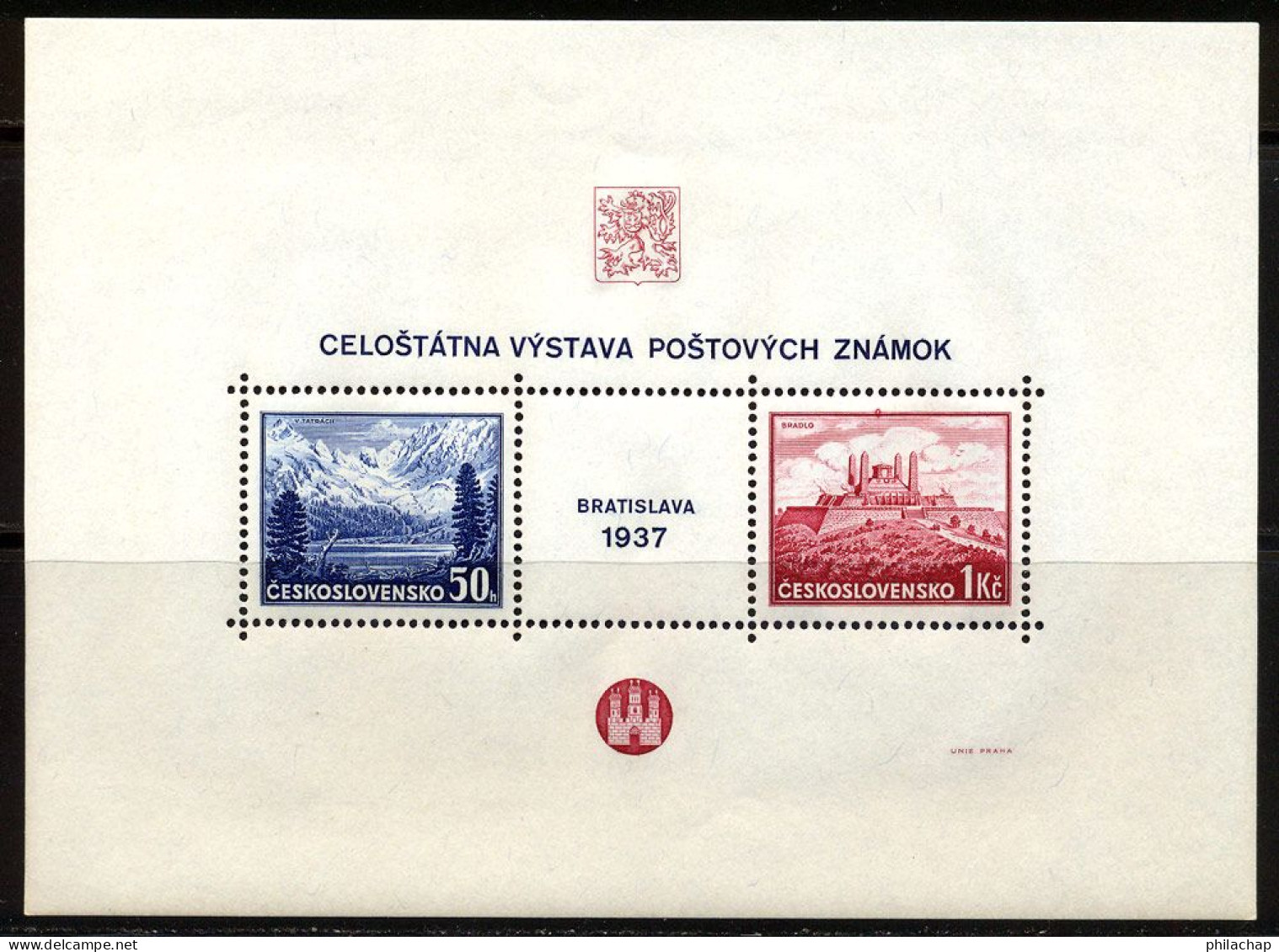 Tchecoslovaquie BF 1937 Yvert 3 ** TB - Blocks & Sheetlets