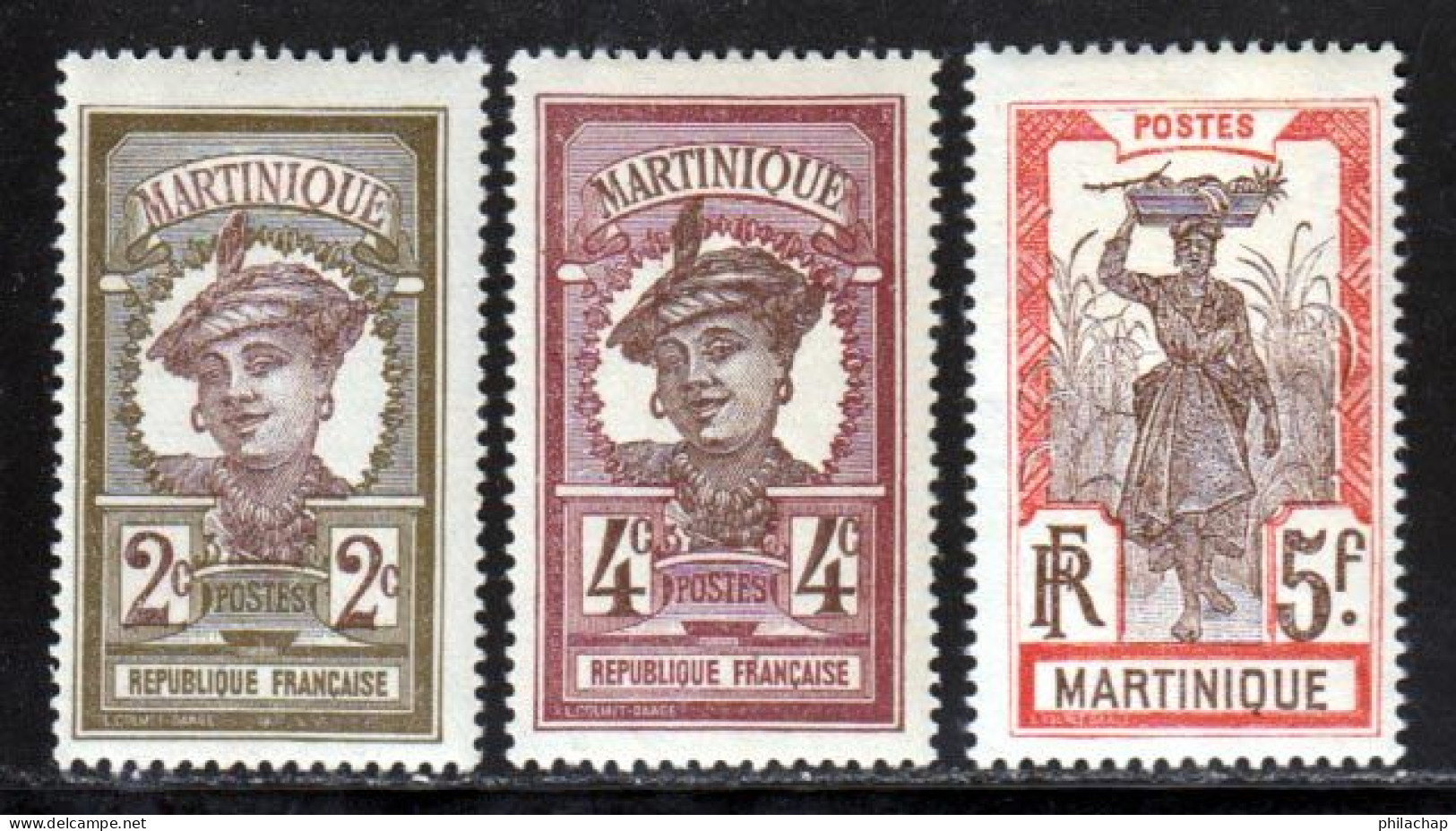 Martinique 1908 Yvert 62 - 63 - 77 * TB Charniere(s) - Neufs