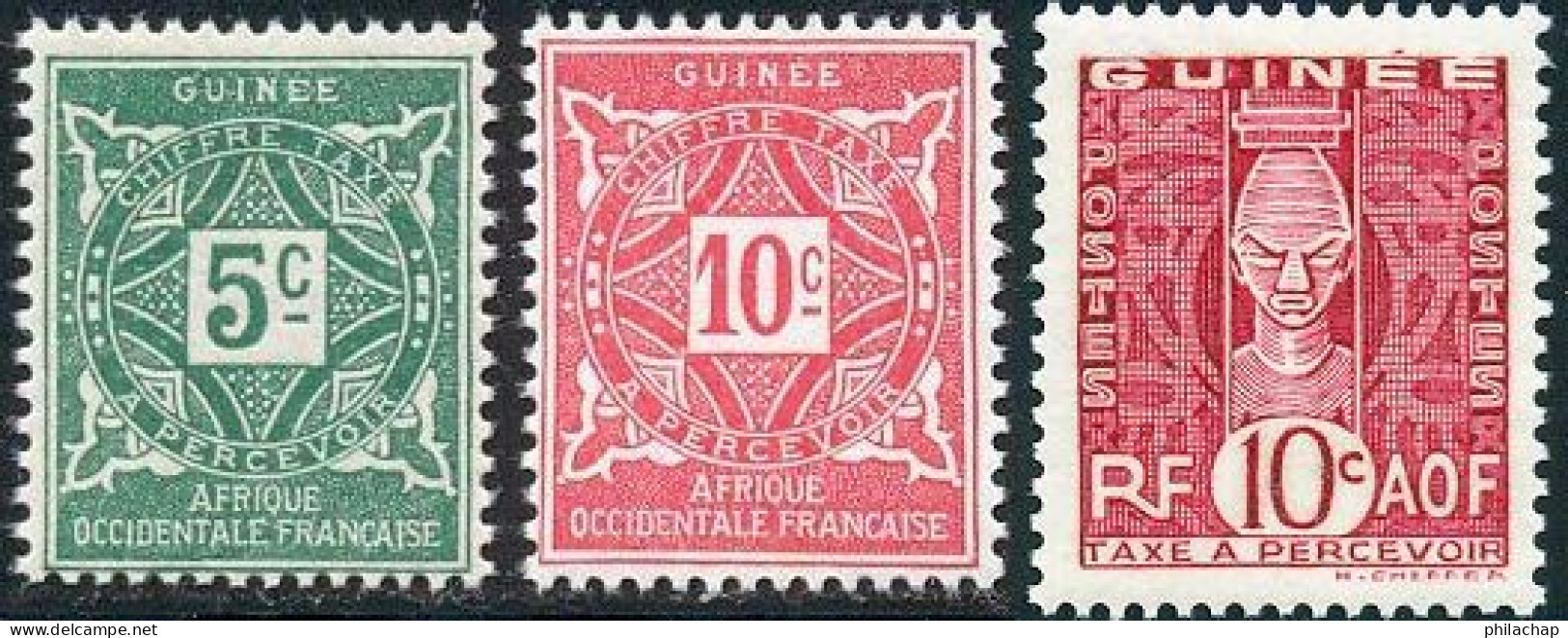 Guinee Taxe 1914 Yvert 16 - 17 - 27 ** TB Bord De Feuille - Unused Stamps