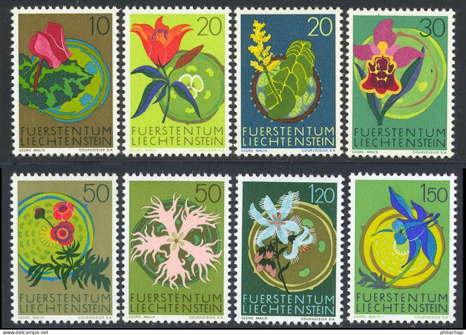 Liechtenstein 1970 Yvert 469 / 476 ** TB Bord De Feuille - Unused Stamps