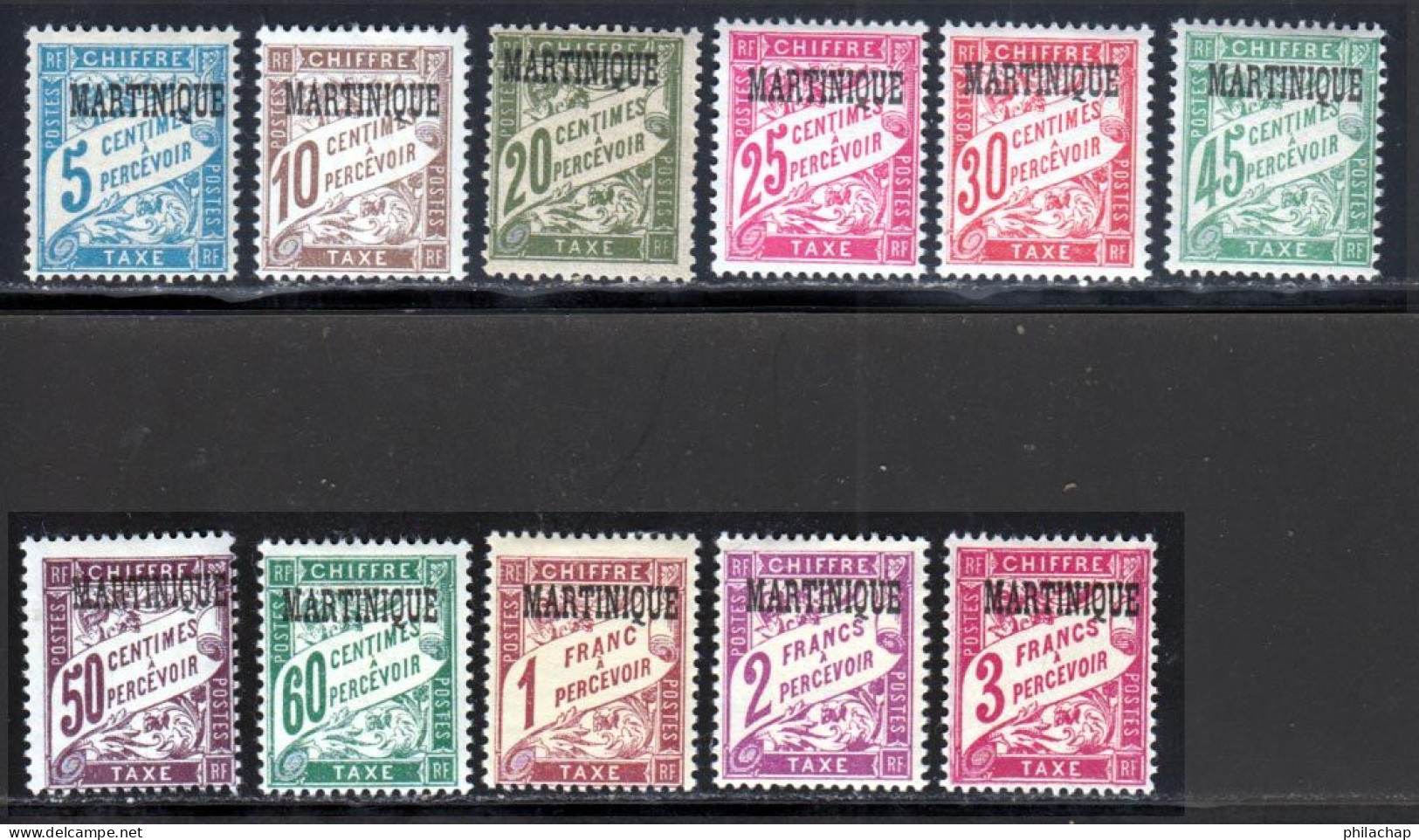 Martinique Taxe 1927 Yvert 1 / 11 * TB Charniere(s) - Timbres-taxe