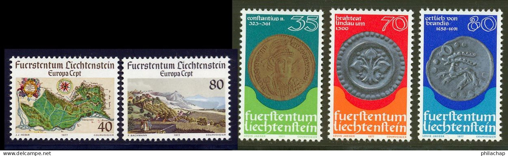 Liechtenstein 1977 Yvert 612 / 616 ** TB - Ungebraucht