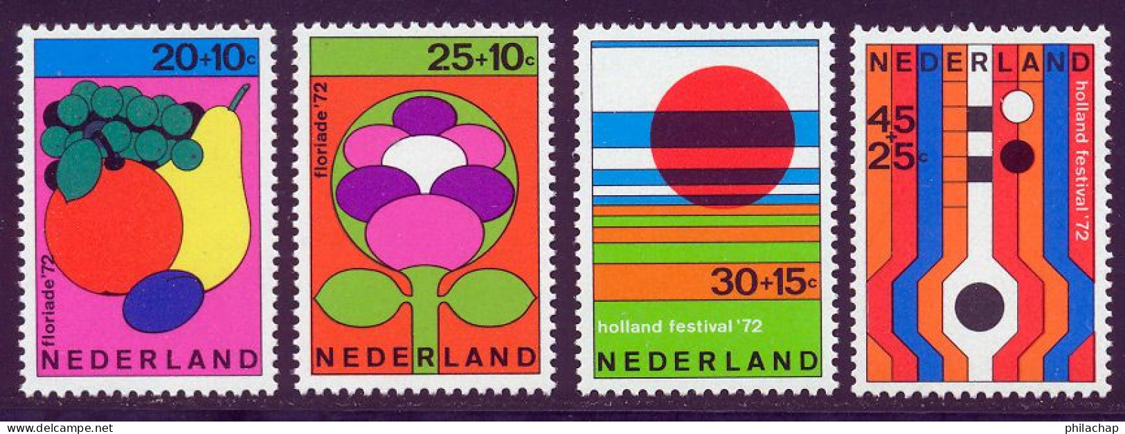 Pays-Bas 1972 Yvert 954 / 957 ** TB - Ongebruikt