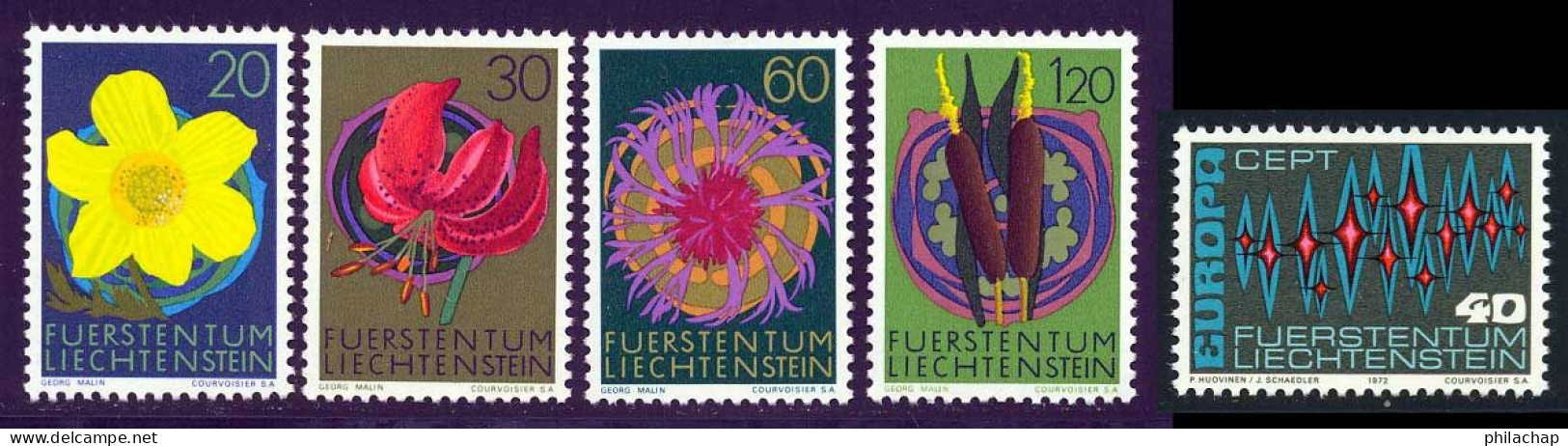 Liechtenstein 1972 Yvert 503 / 507 ** TB - Unused Stamps