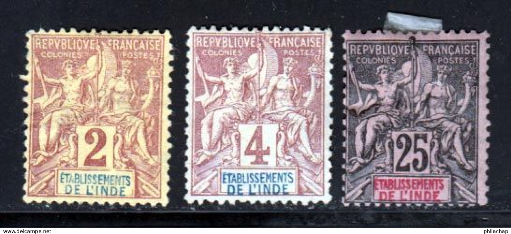 Inde 1892 Yvert 2 - 3 - 8 (*) TB Neuf Sans Gomme - Unused Stamps