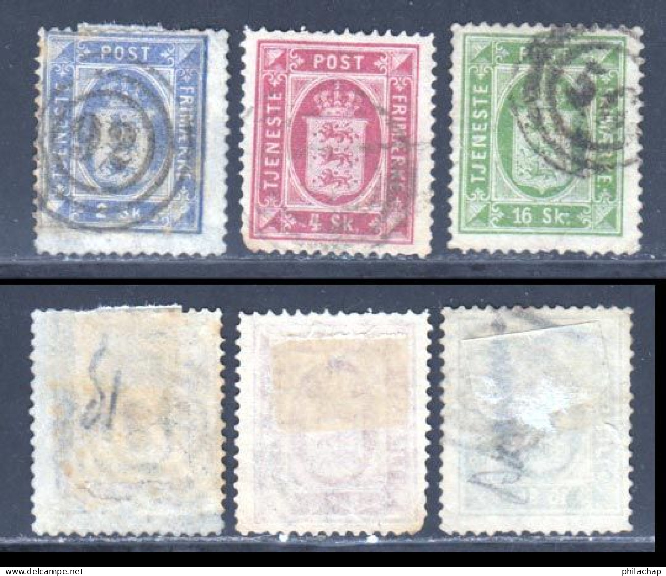 Danemark Service 1871 Yvert 1 / 3 (o) B Oblitere(s) - Oficiales