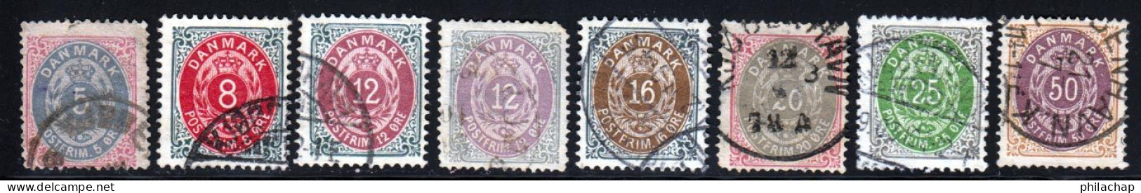 Danemark 1875 Yvert 23AB-24B-25B-25aB-26B-26AB-27B-28B (o) B Oblitere(s) - Used Stamps