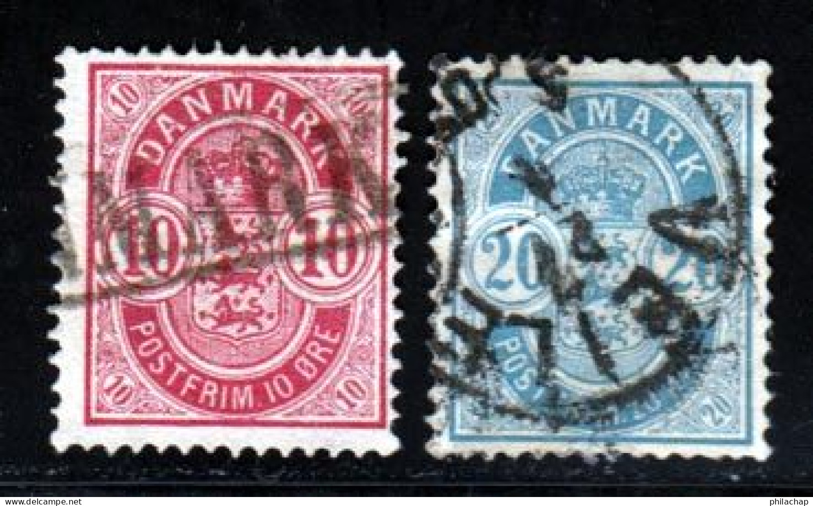 Danemark 1882 Yvert 36 / 37 (o) B Oblitere(s) - Usati