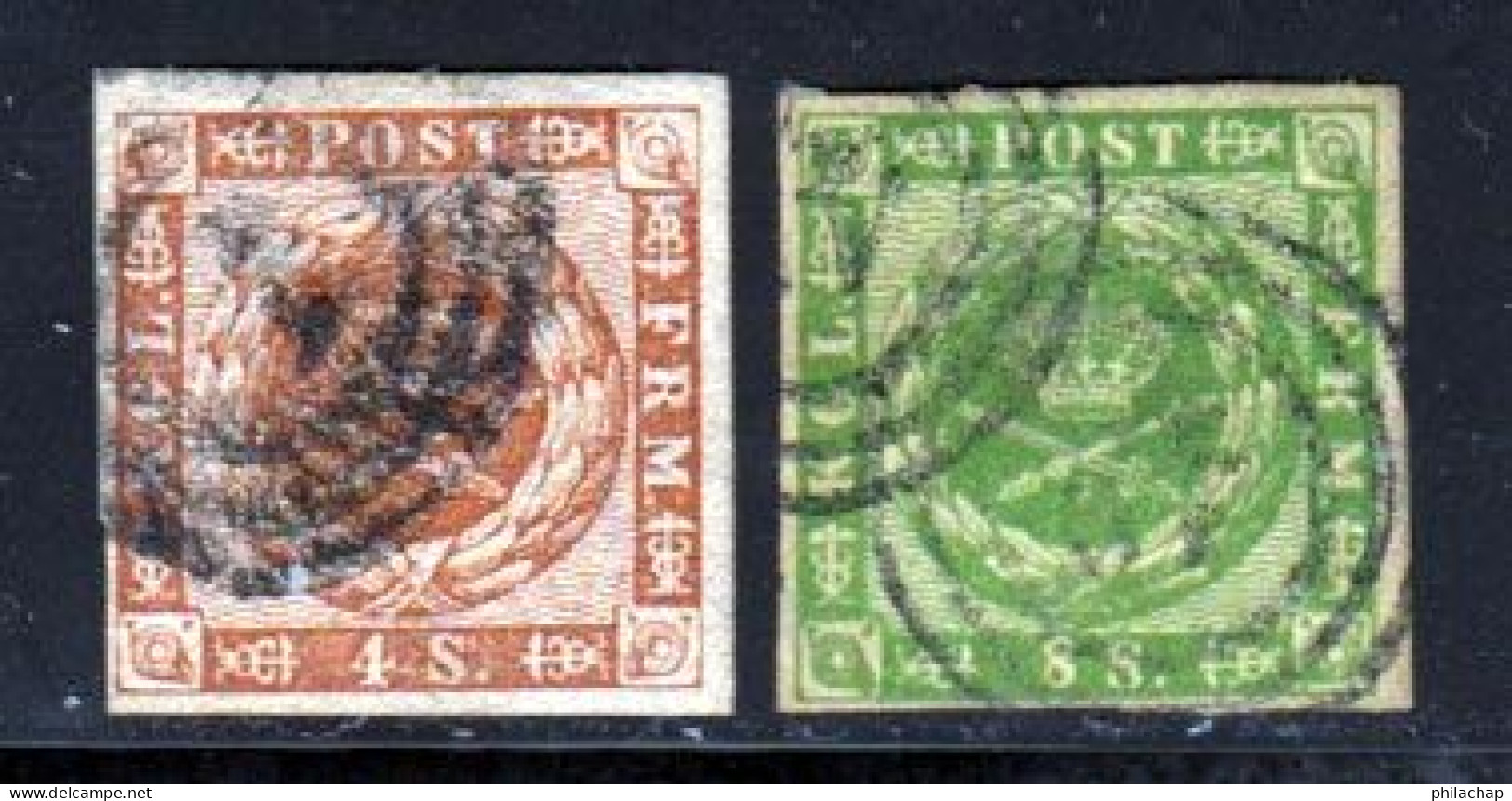 Danemark 1858 Yvert 8 / 9 (o) B Oblitere(s) - Used Stamps