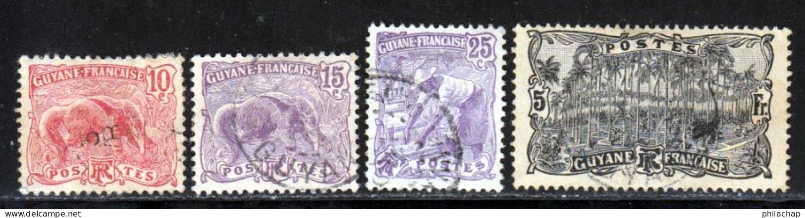 Guyane 1904 Yvert 53 - 54 - 56 - 65 (o) B Oblitere(s) - Used Stamps