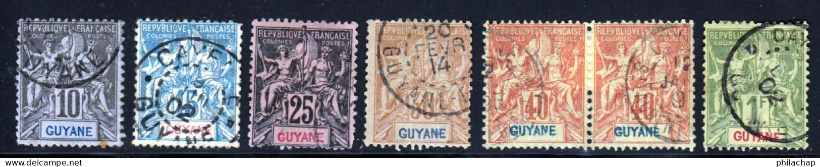 Guyane 1892 Yvert 34 - 35 - 37 / 39 - 42 (o) B Oblitere(s) - Gebraucht