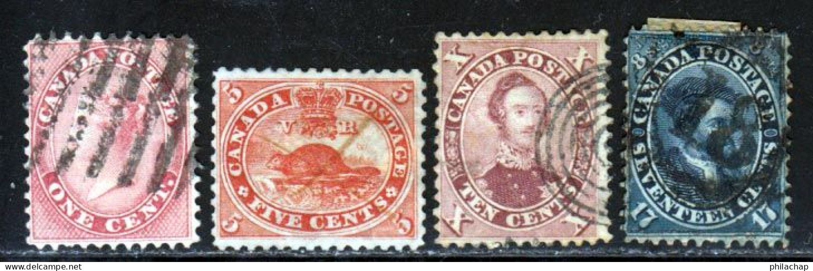 Canada 1859 Yvert 12 - 14 - 15 - 17 (o) B Oblitere(s) - Gebruikt