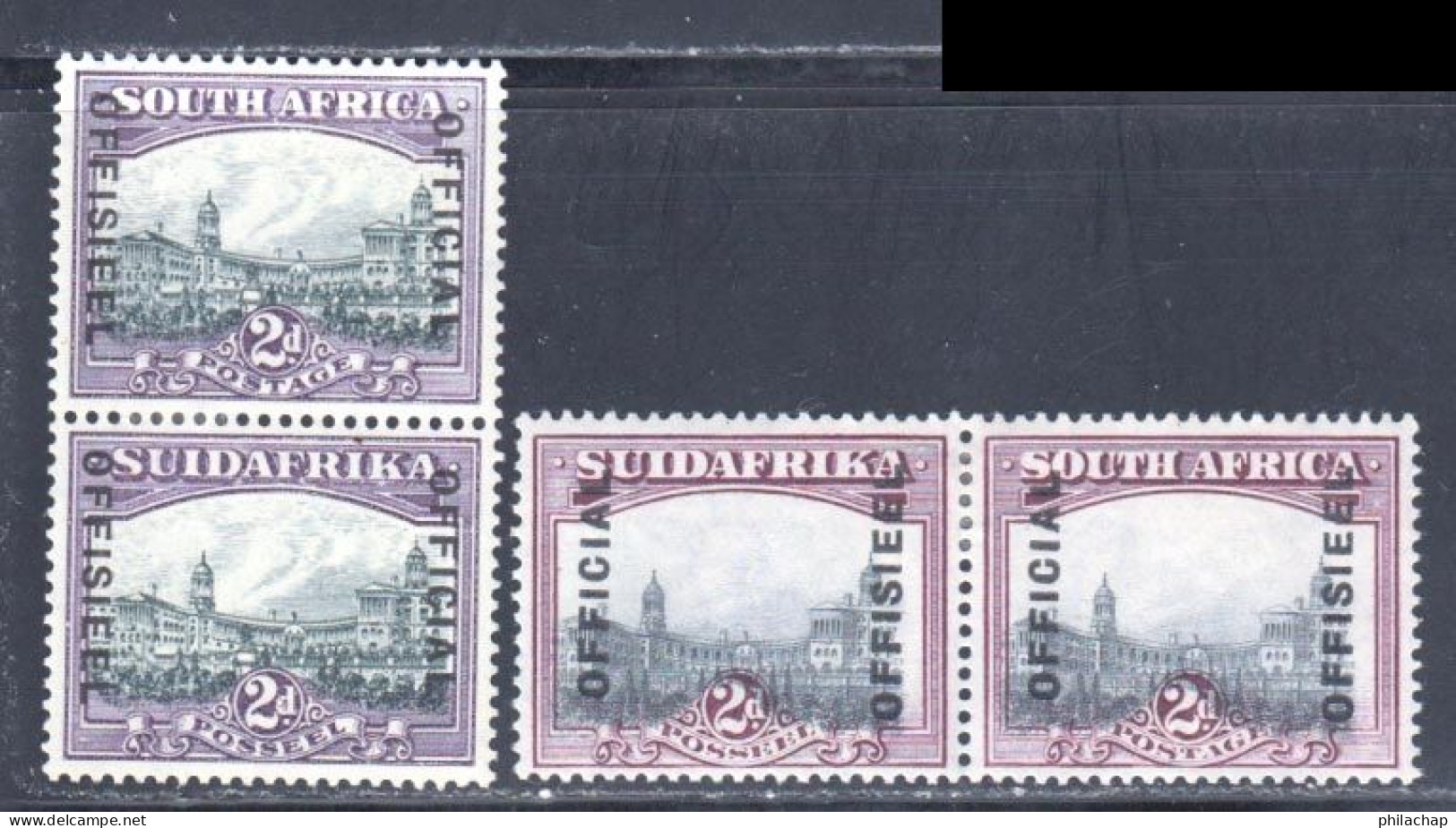 Afrique Du Sud Service 1938 Yvert 20 - 26 - 41 - 44 * TB Charniere(s) Paires - Dienstmarken