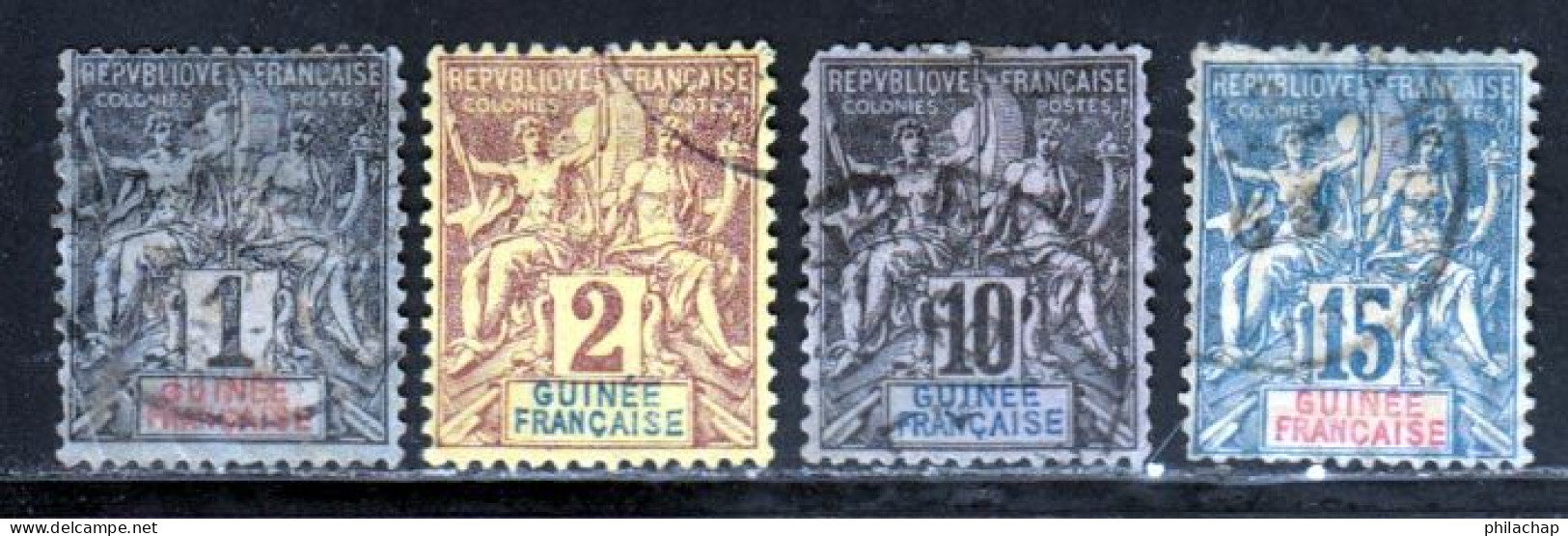 Guinee 1892 Yvert 1 - 2 - 5 - 6 (o) B Oblitere(s) - Used Stamps