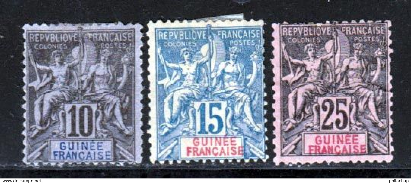 Guinee 1892 Yvert 5 - 6 - 8 (*) B Neuf Sans Gomme - Ungebraucht