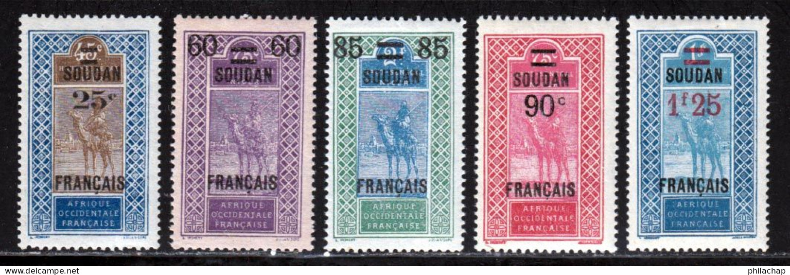 Soudan 1922 Yvert 42 - 43 - 45 - 47 - 48 * TB Charniere(s) - Neufs