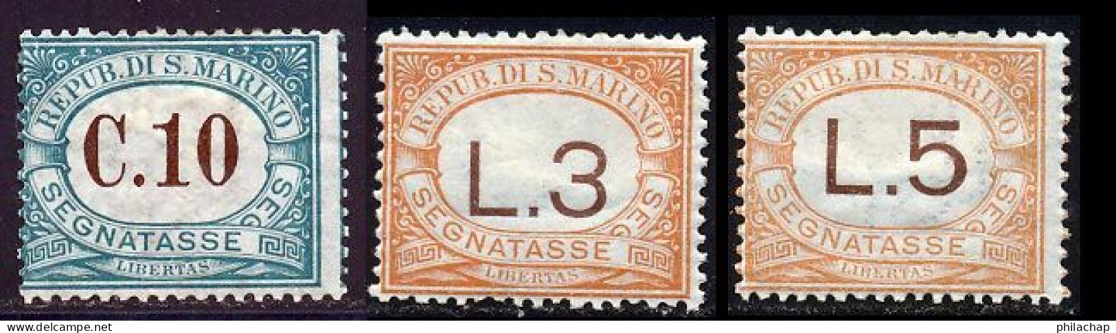 Saint-Marin Taxe 1925 Yvert 2 - 25 - 26 * TB Charniere(s) - Segnatasse