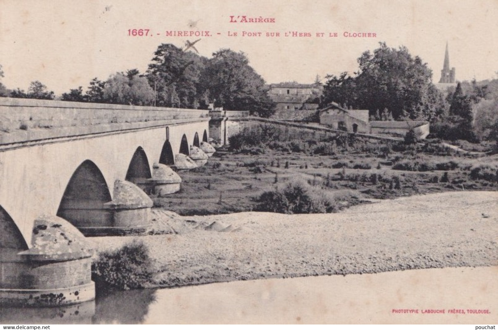 F21-09) MIREPOIX (ARIEGE) LE PONT SUR L ' HERS ET LE CLOCHER - ( 2 SCANS ) - Mirepoix