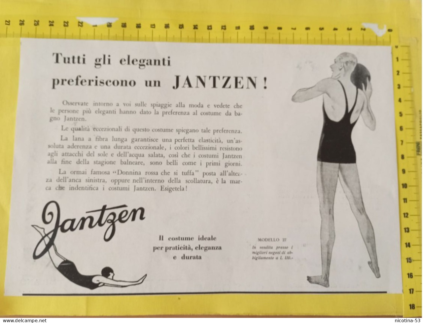 IT-00581- PUBBLICITÀ 1931- COSTUMI DA BAGNO "JANTZEN"-TUTTI GLI ELEGANTI PREFERISCONO UN JANTZEN - Other & Unclassified