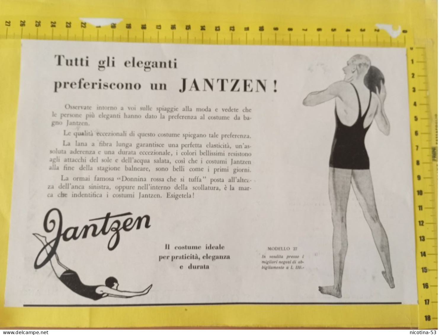 IT-00581- PUBBLICITÀ 1931- COSTUMI DA BAGNO "JANTZEN"-TUTTI GLI ELEGANTI PREFERISCONO UN JANTZEN - Otros & Sin Clasificación