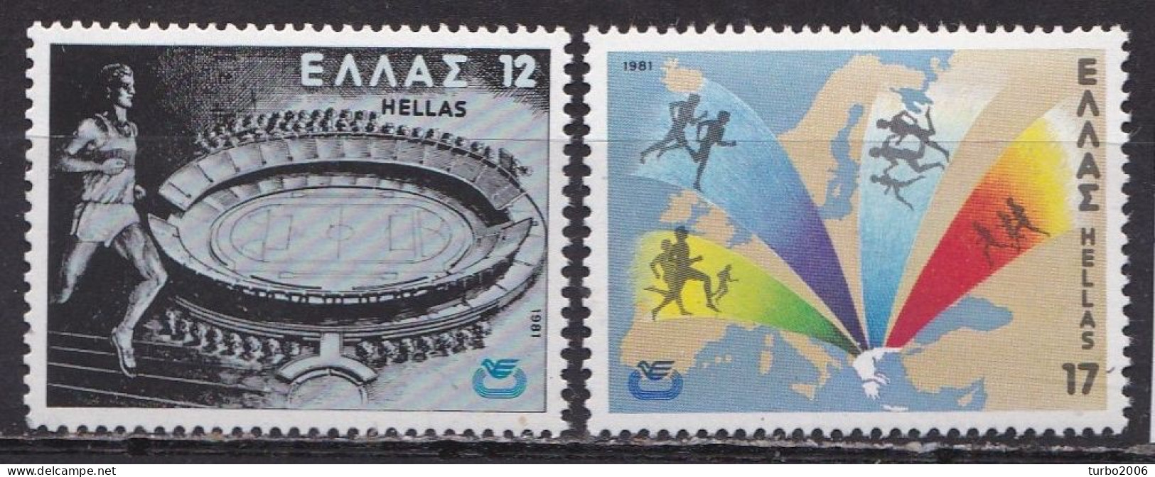 GREECE 1981 1 Year Before 13th European Sports Championship MNH Set Vl. 1512 / 1513 - Unused Stamps