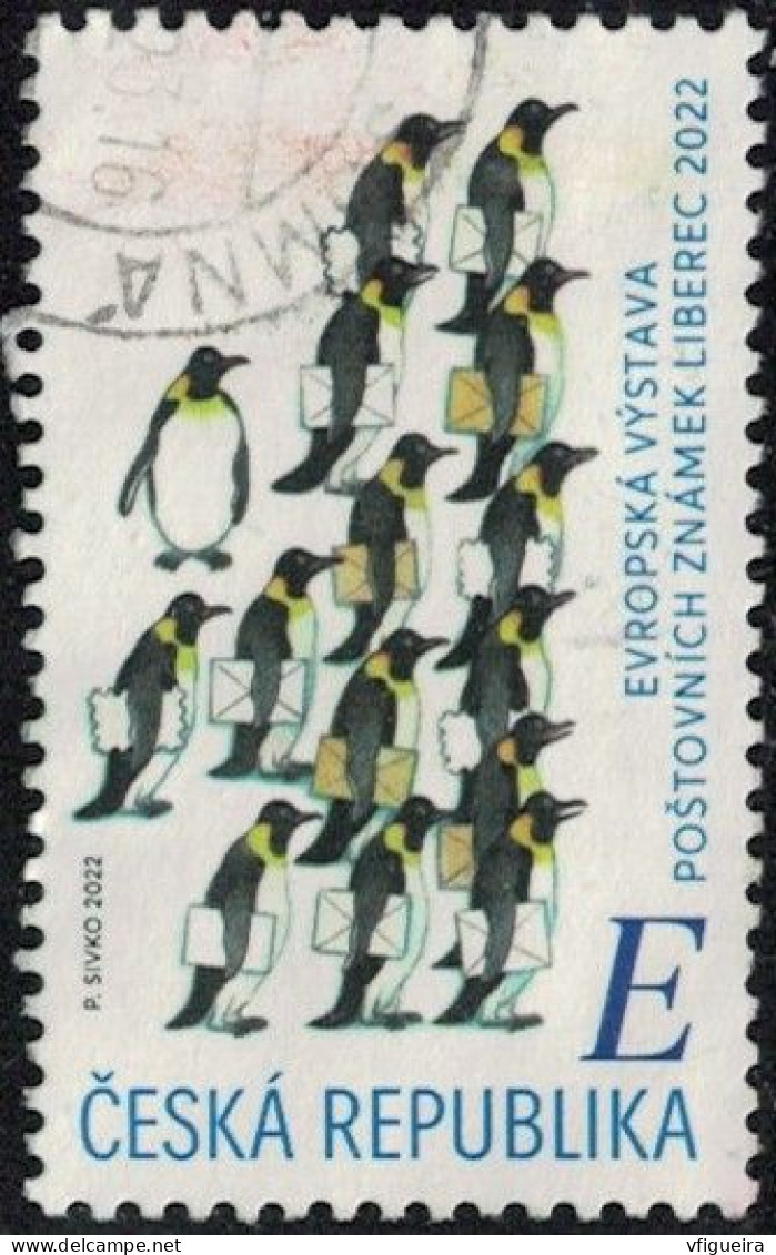 République Tchèque 2022 Oblitéré Used Pingouins Portant Des Lettres Y&T CZ 1024 SU - Used Stamps