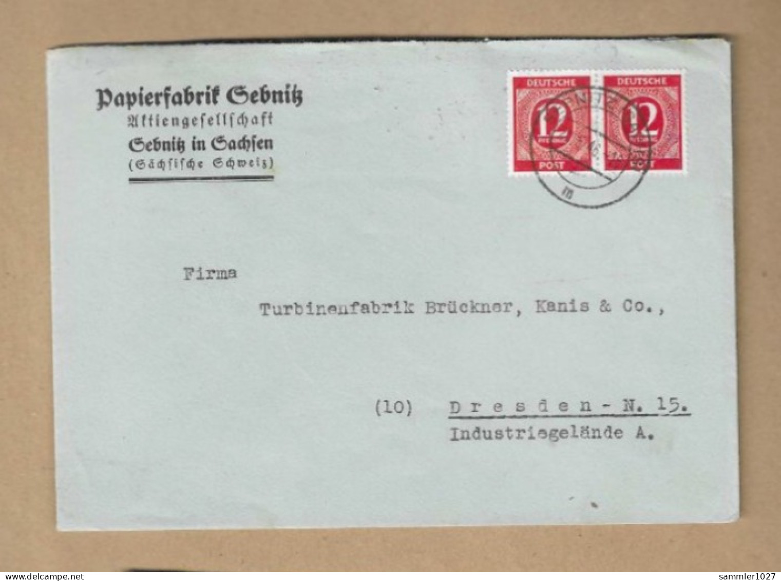 Los Vom 11.04 -  Heimatbeleg Aus Sebnitz Nach Dresden 1946 - Covers & Documents