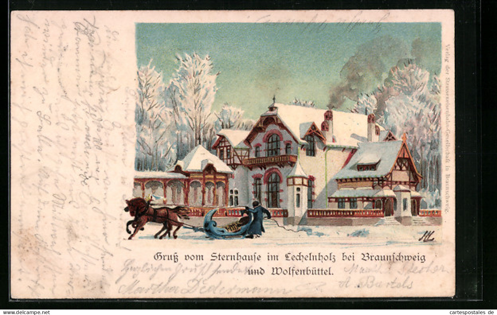 Lithographie Wolfenbüttel, Gasthaus Sternhause Im Winter  - Wolfenbuettel