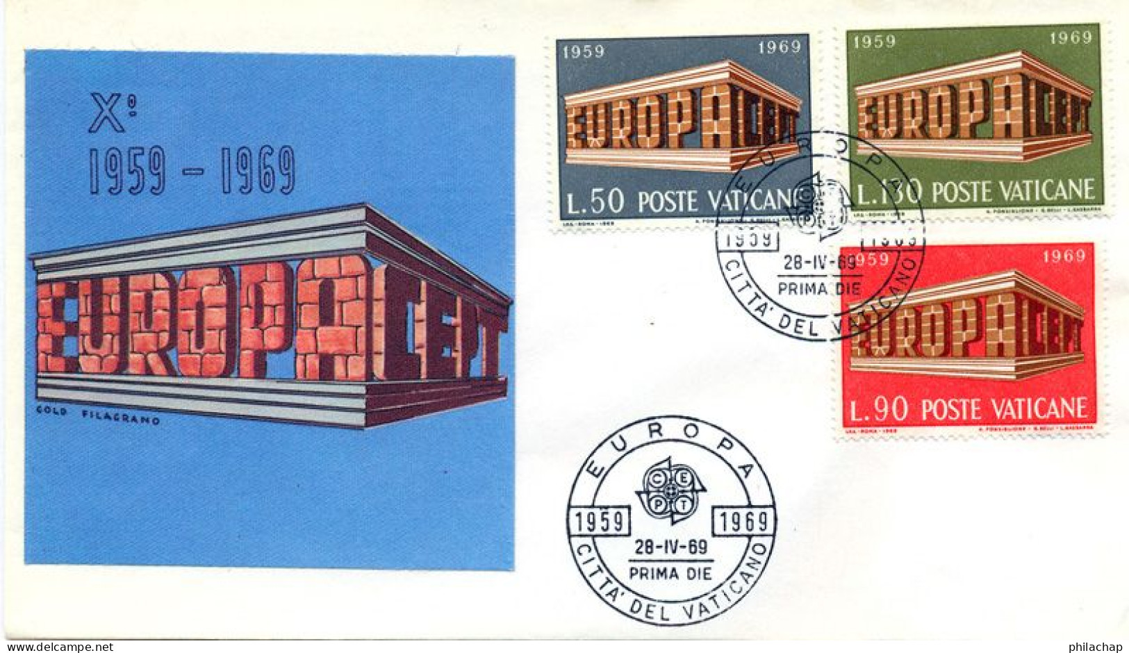 Vatican FDC 1969 Yvert 488 / 490 Europa - FDC