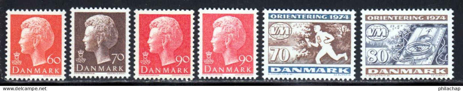 Danemark 1974 Yvert 579 / 583 - 581a ** TB Bord De Feuille - Nuevos