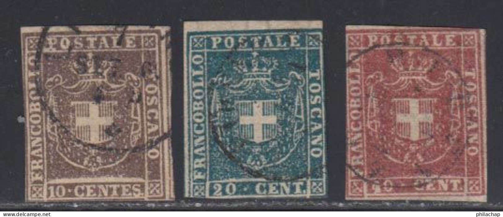 Toscane 1860 Yvert 19 / 21 (o) B Oblitere(s) - Toscana