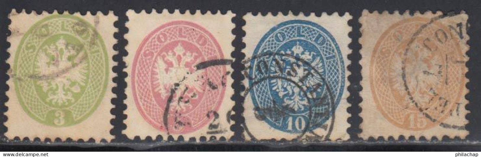 Lombardo-Venetie 1864 Yvert 24 / 27 (o) B Oblitere(s) - Lombardo-Vénétie