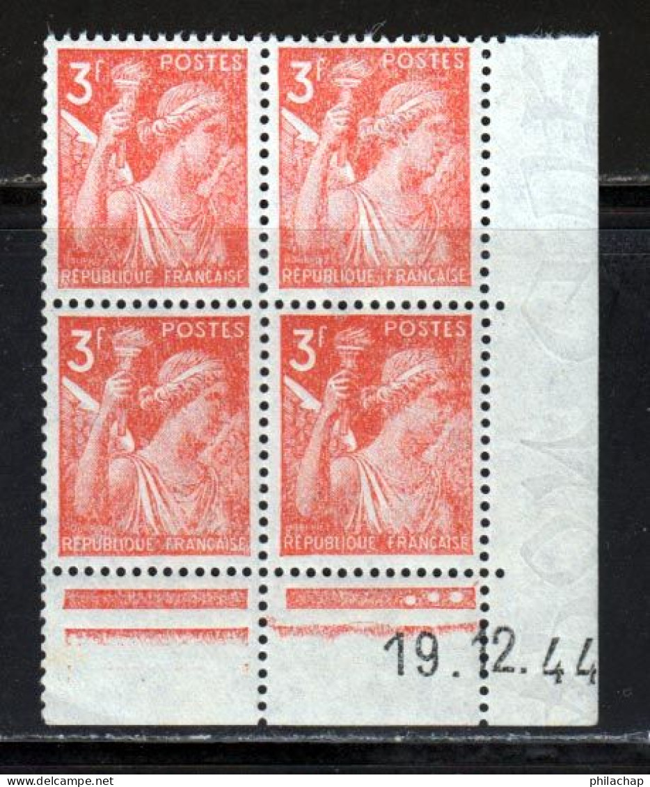 France 1944 Yvert 655 - 655a ** TB Coin Date Avec Filigrane - 1940-1949