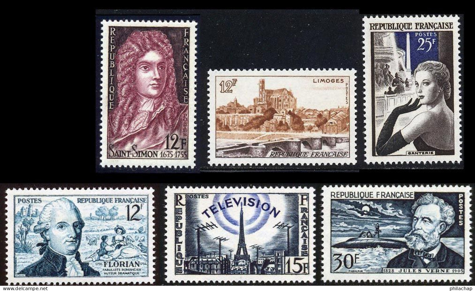 France 1955 Yvert 1008 - 1019/1022 - 1026 ** TB Bord De Feuille - Nuovi