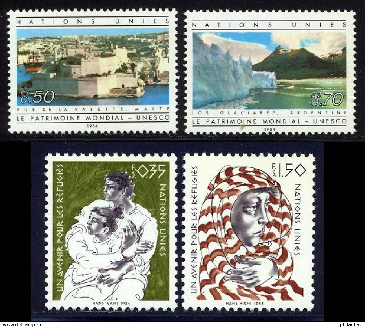 NU (Geneve) 1984 Yvert 122 / 125 ** TB Bord De Feuille - Unused Stamps